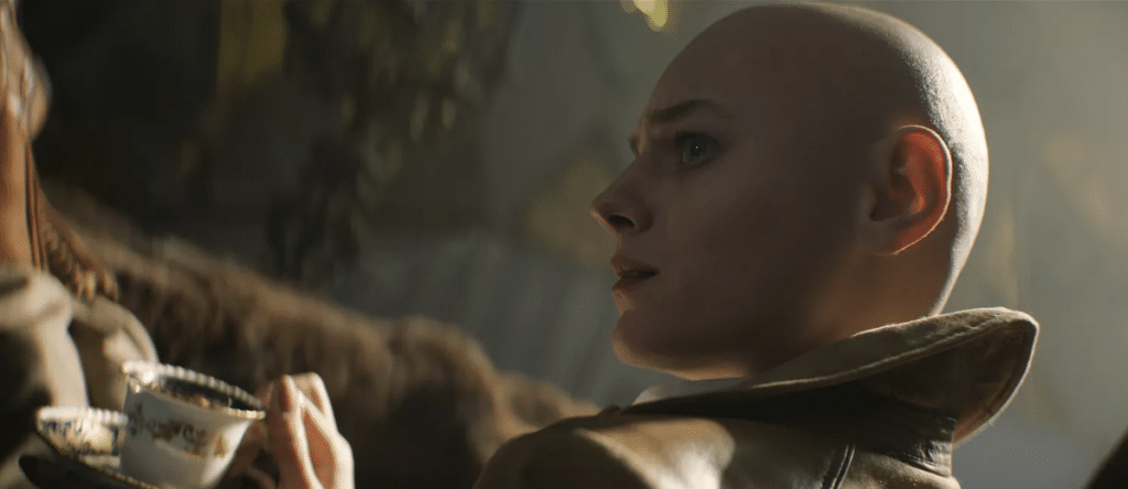 Cassandra Nova (Emma Corrin) prepares to defeat the heroes.